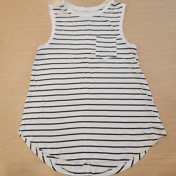 Merona Striped Black and White Pocket Tank Women's Medium - Picture 1 of 3